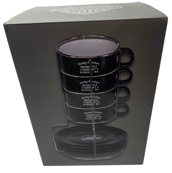 Harley-Davidson Espresso Black Mug Set - Picture 1 of 4